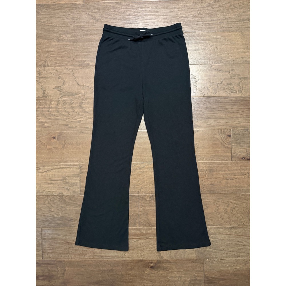 Aritzia Sunday Best Black Waffle Knit Flare Leg Thermal Pants Large 83236